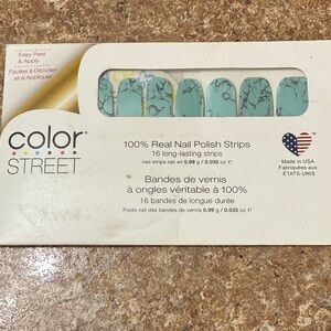 Color Street Turquoise Marble Nail Strips with Black Veining